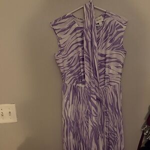 Nine West Lavender Zebra Print Midi Dress
